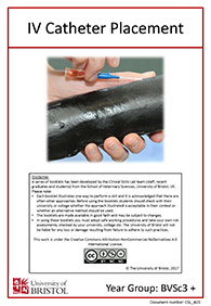 clinical skills instruction booklet cover page, IV Catheter placement